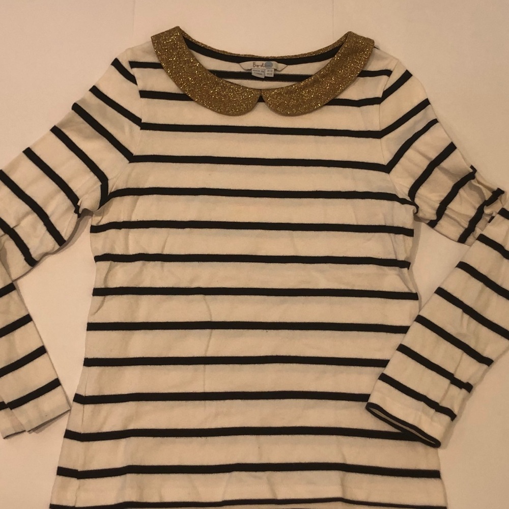 Boden Breton-striped Shirt with Sparkle Collar